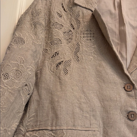 Sundance Teresa Lace Linen Jacket In Flax Women's  S - Picture 2 of 13